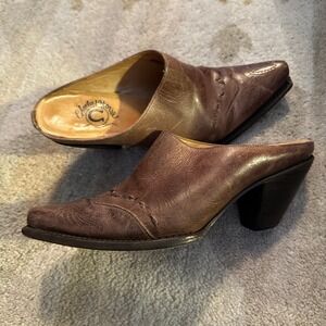 Charlie Horse Western Leather Slide On Bootie Mules Size 6